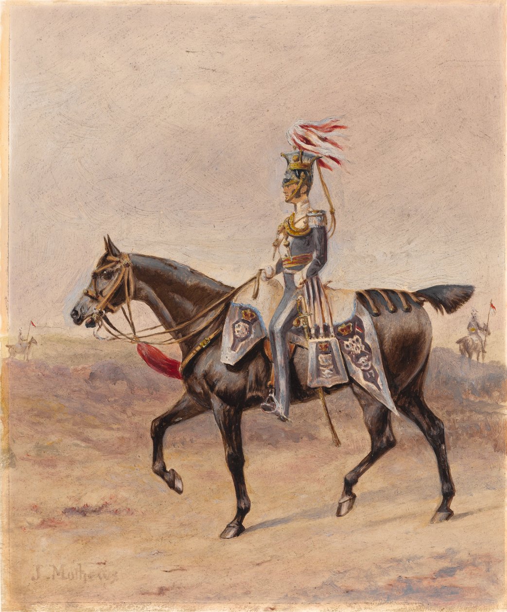 A 17. (könnyű) dragonyos (lándzsás) ezred lovas tisztje, 1825 körül (olaj és gouache papíron) alkotó: John Edward Chapman Mathews