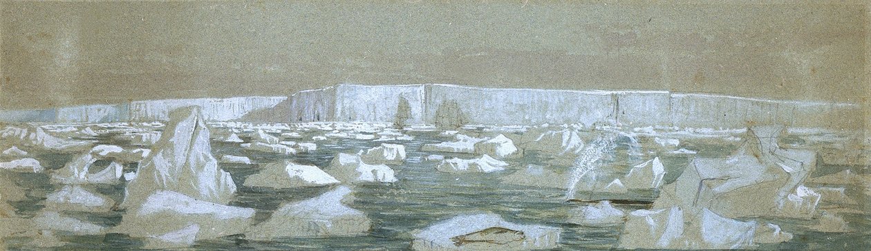 A déli sarki gát egy része, 1841. február 2. (akvarell) alkotó: John Edward Davis