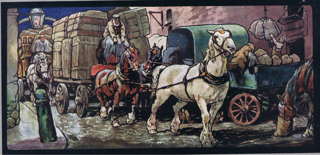 Szekérlovak, illusztráció Gladys Davidson 1919-ben megjelent „Segítők keze nélkül” című művéből (színes litó) alkotó: John Edwin Noble