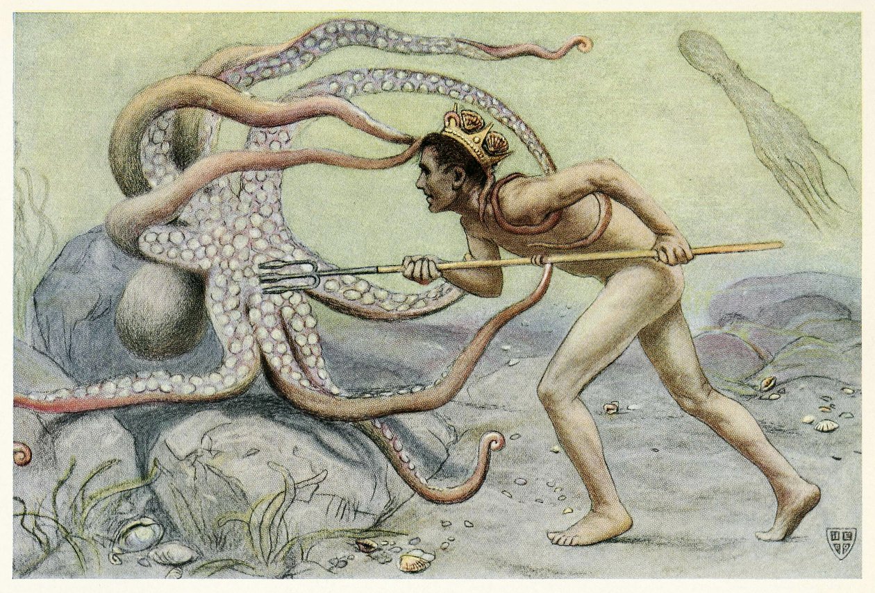 Nagyon bátor és erős volt, ? és megküzdött a nagy polippal a The Great Sea Horse kocsmából. 1909 alkotó: John Elliot