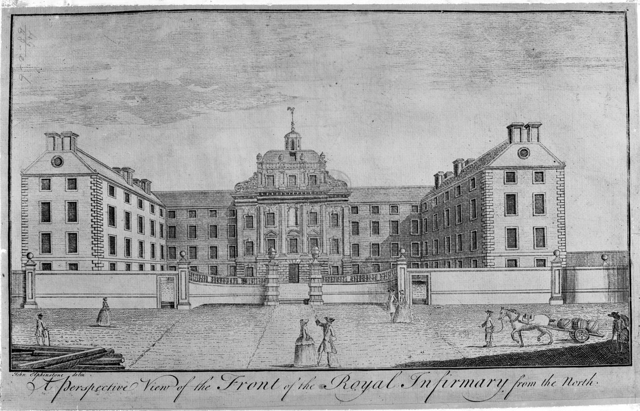 Perspektivikus nézet a Királyi Gyengélkedő elejéről északról, 1746 körül alkotó: John Elphinstone