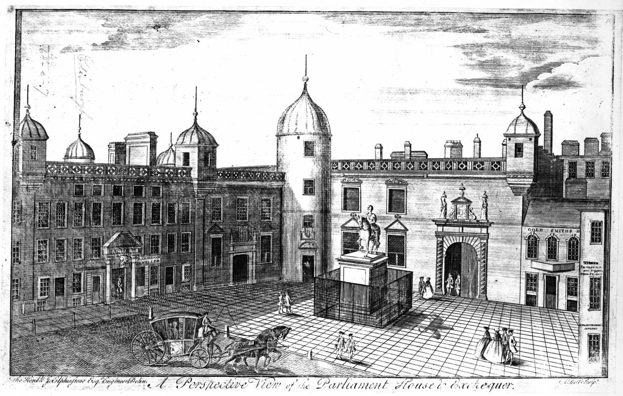 Az Edinburgh-i Parlament és Pénzügyminisztérium perspektivikus képe, A. Bell metszete alkotó: John Elphinstone