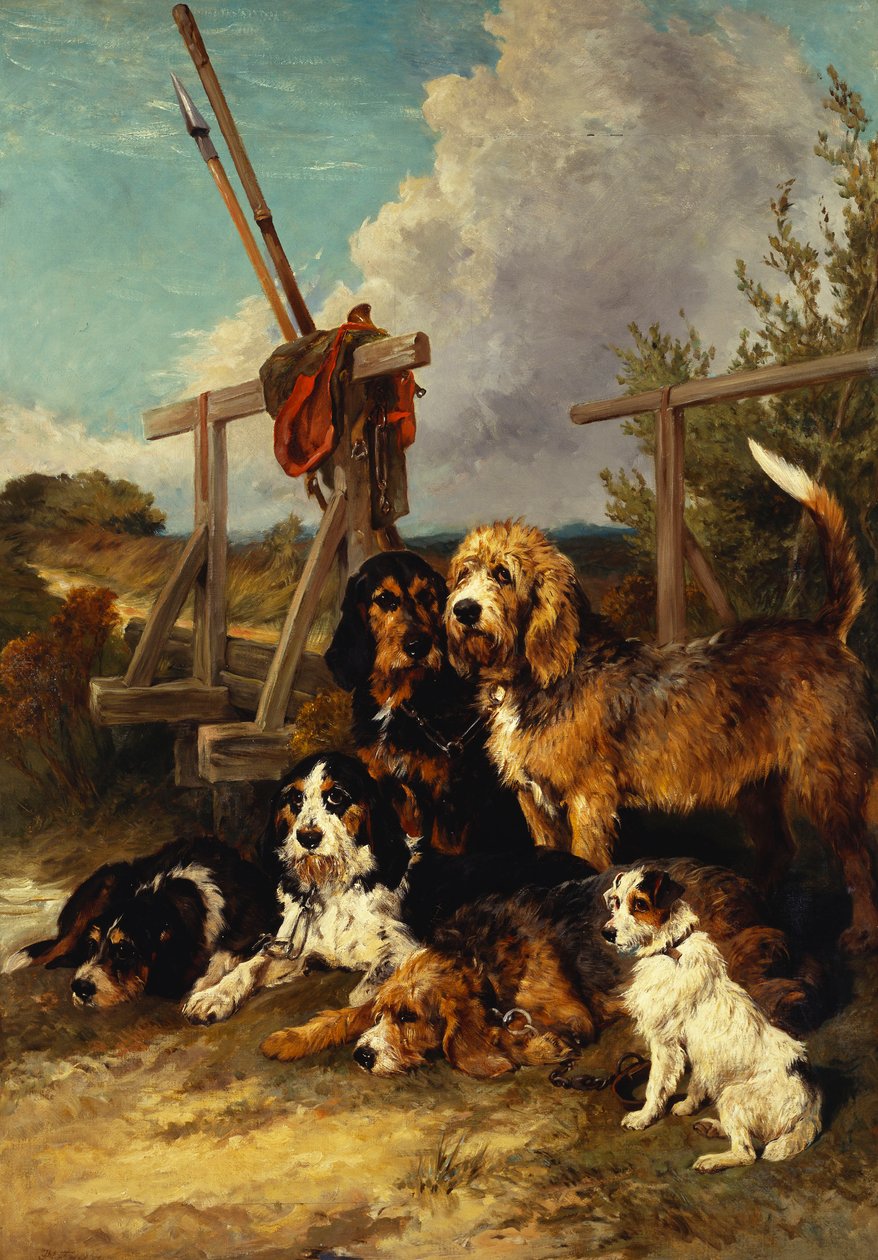 Vidrakutyák a híd mellett – elfáradtak, 1881 alkotó: John Emms
