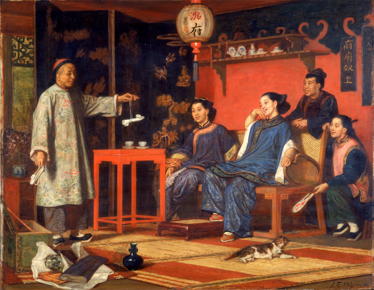 Kínai hölgyek európai érdekességeket néznek, 1868 alkotó: John Evan Hodgson