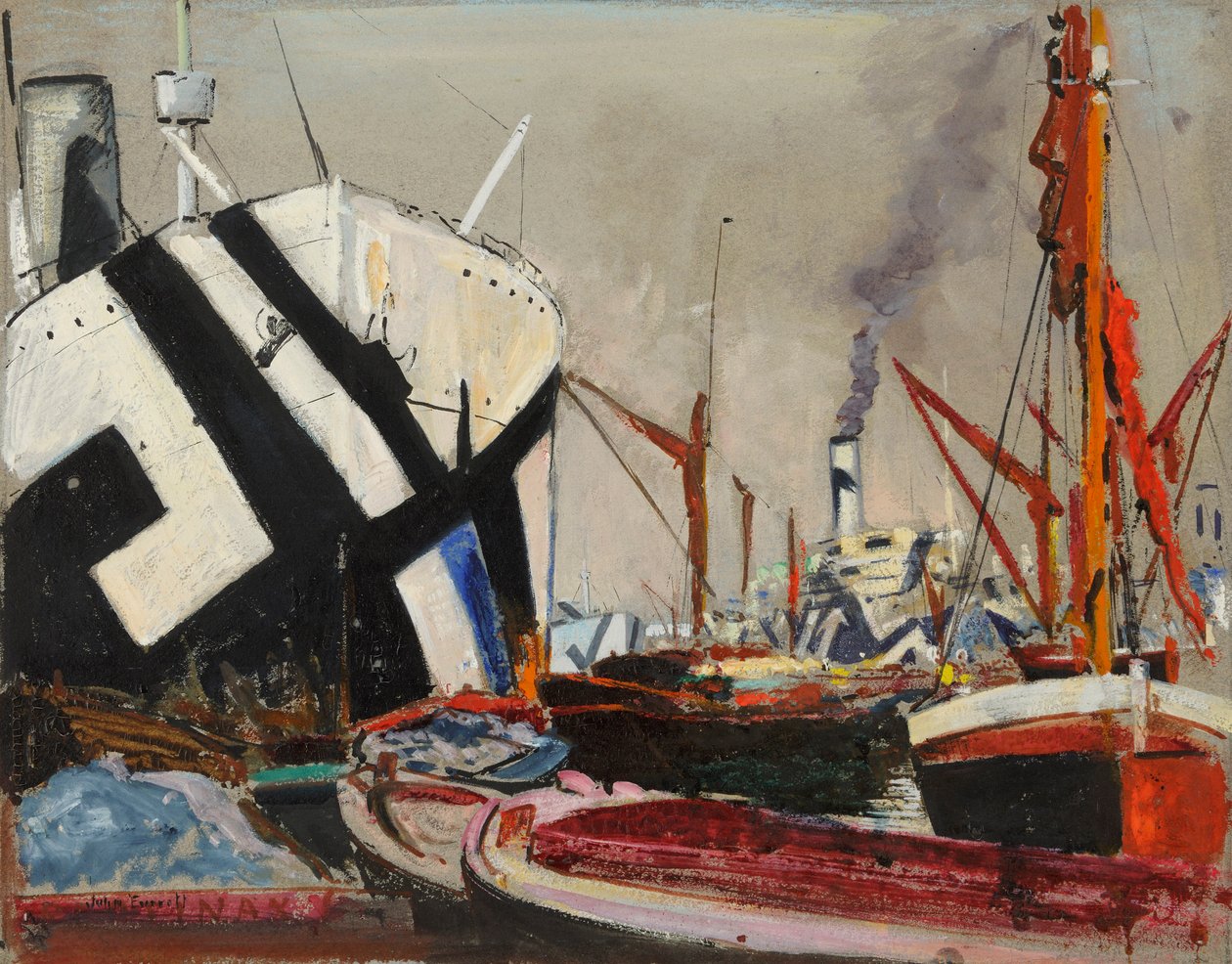 London Docks, 19. század vége-20. század közepe (olajfestmény) alkotó: John Everett