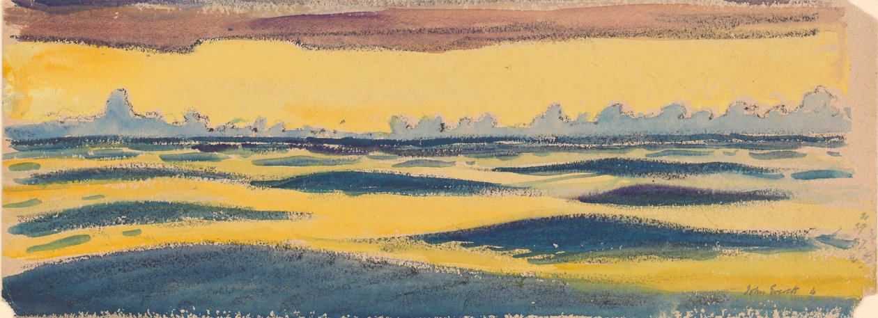 Tengeri táj, sötétkék, sárga és barna felhő, 19. század vége - 20. század közepe (akvarell, grafit, pasztell) alkotó: John Everett