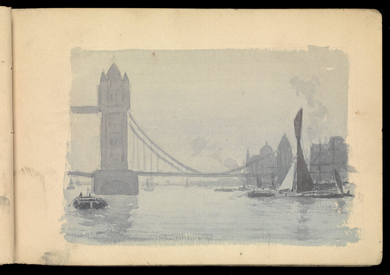 Temze London jelenet, vázlatfüzet alkotó: John Everett