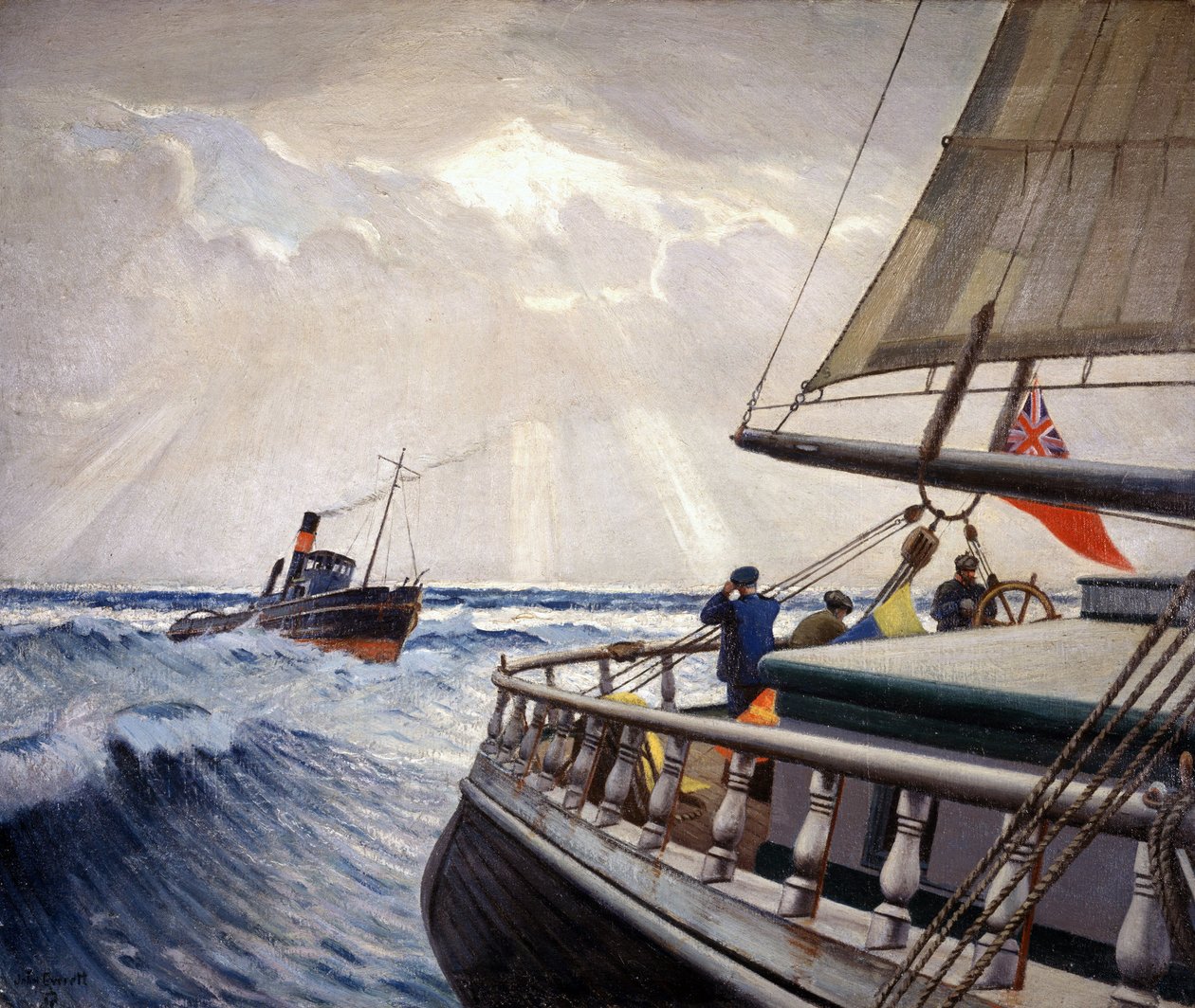 Az "Iquique", London (Anglia) és Sydney (Ausztrália) közötti úton, 1899 decembere és áprilisa között, és a "Warrior" vontatóhajó. alkotó: John Everett