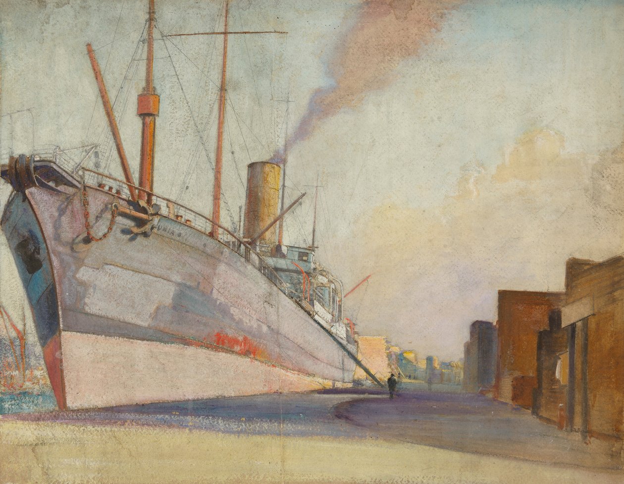 A "Telconia" kábelfektető hajó, 1910-30 körül (olaj, papír) alkotó: John Everett