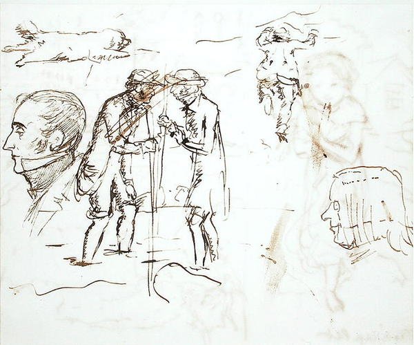 John Ruskin (1819-1900) és William Millais tanulmányainak lapja alkotó: John Everett Millais