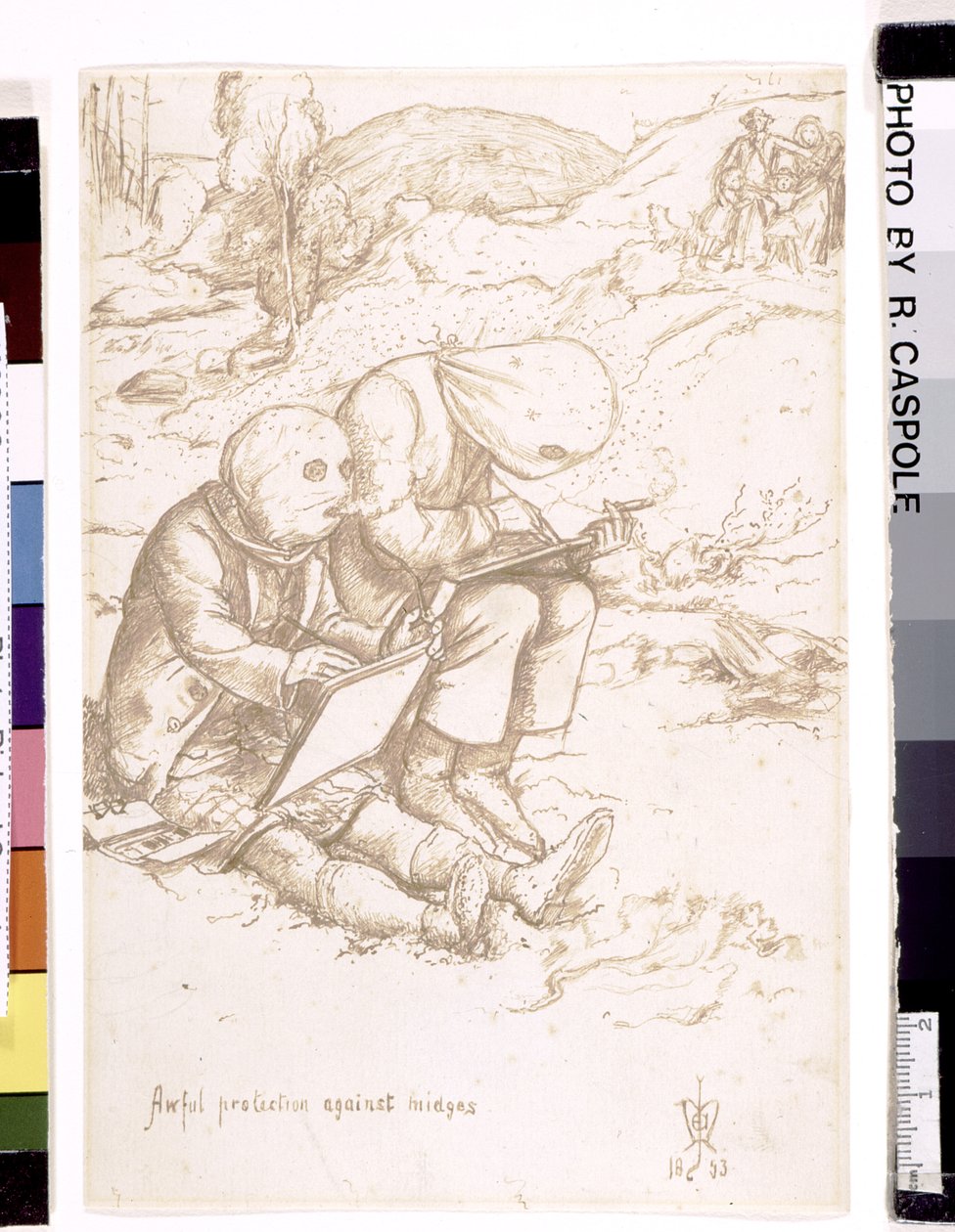 Szörnyű védelem a szúnyogok ellen, 1853 (toll és barna tinta papíron) alkotó: John Everett Millais