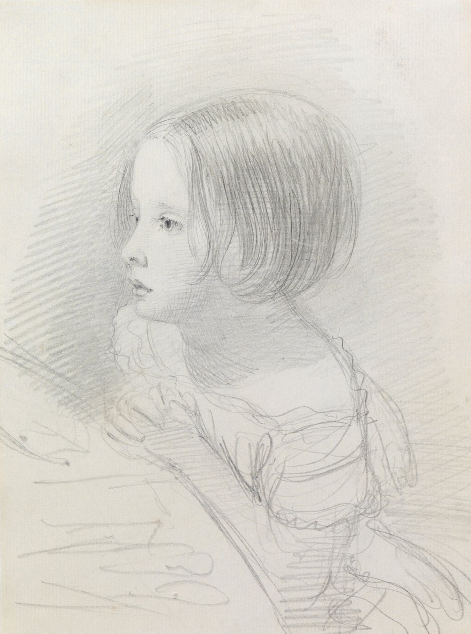 Vázlat egy lányról (ceruza) alkotó: John Everett Millais
