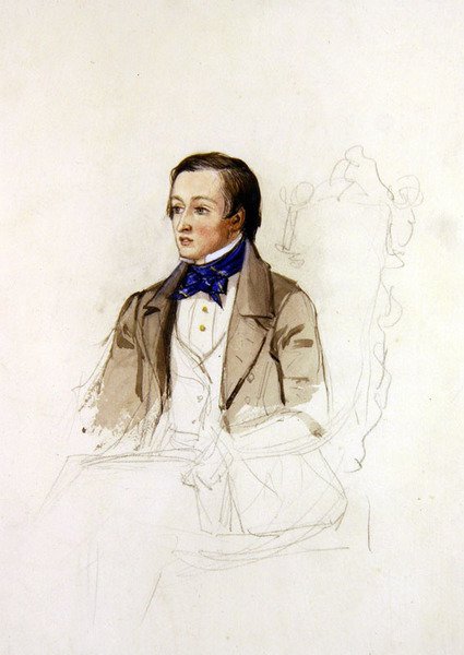 Tanulmány R. Stephens portréjához, Merton College, Oxford, 1850 körül (ceruza és akvarell, papír) alkotó: John Everett Millais