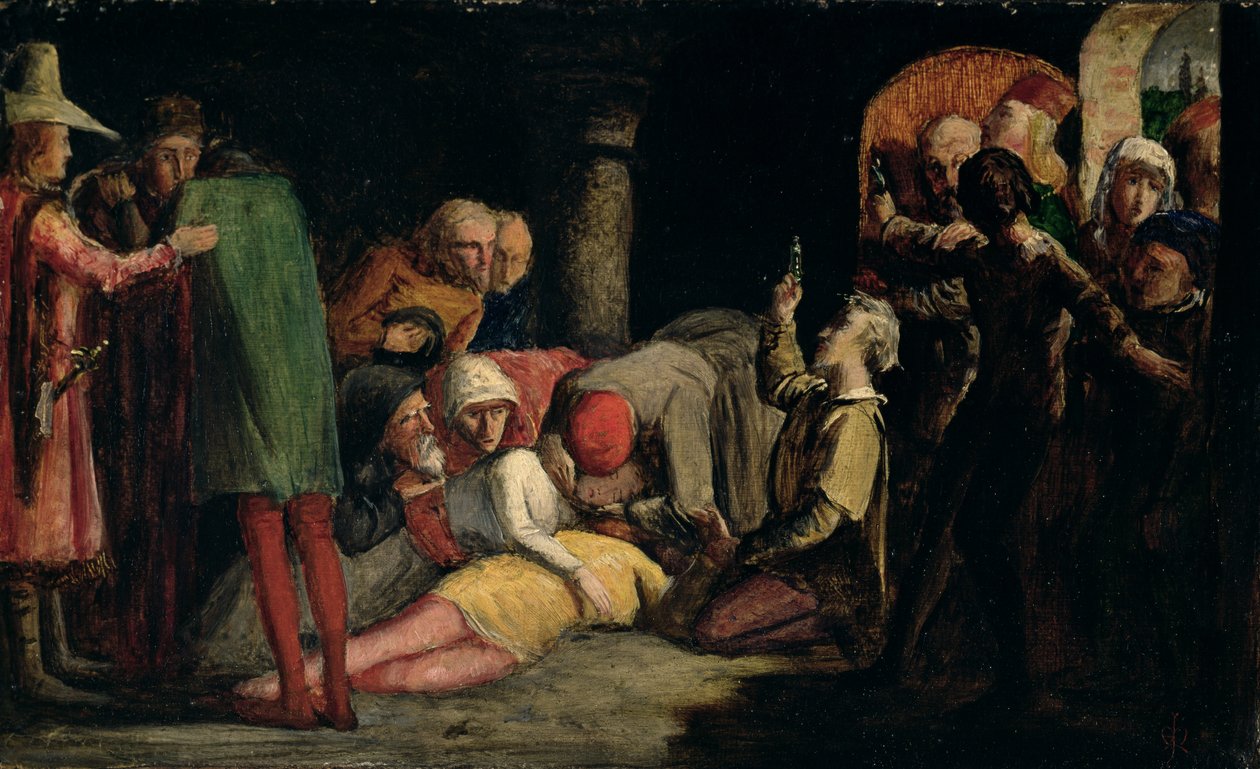 Rómeó és Júlia halála, 1848 körül (olaj, malomdeszka) alkotó: John Everett Millais
