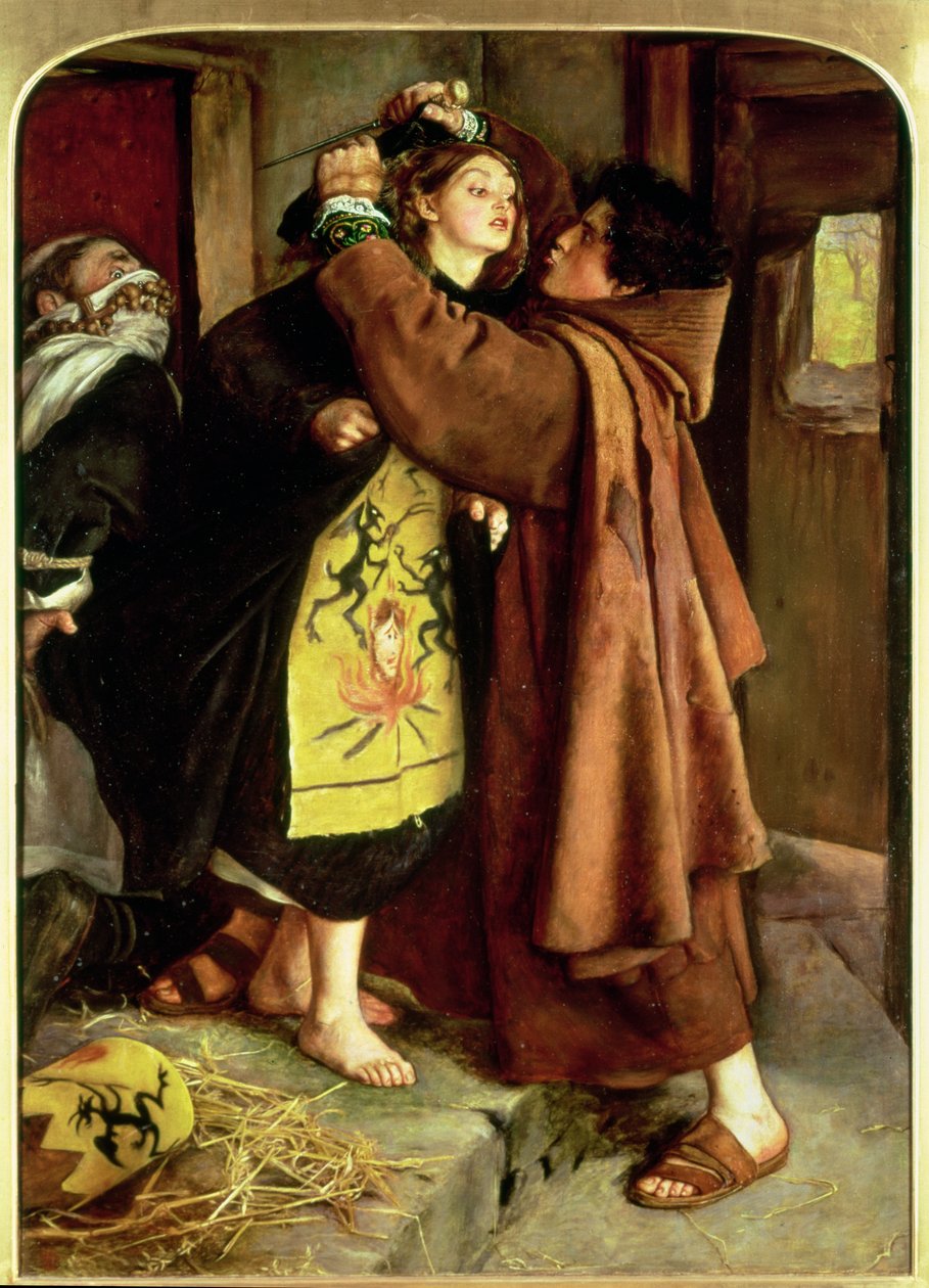 Egy eretnek szökése, 1559, 1857 alkotó: John Everett Millais