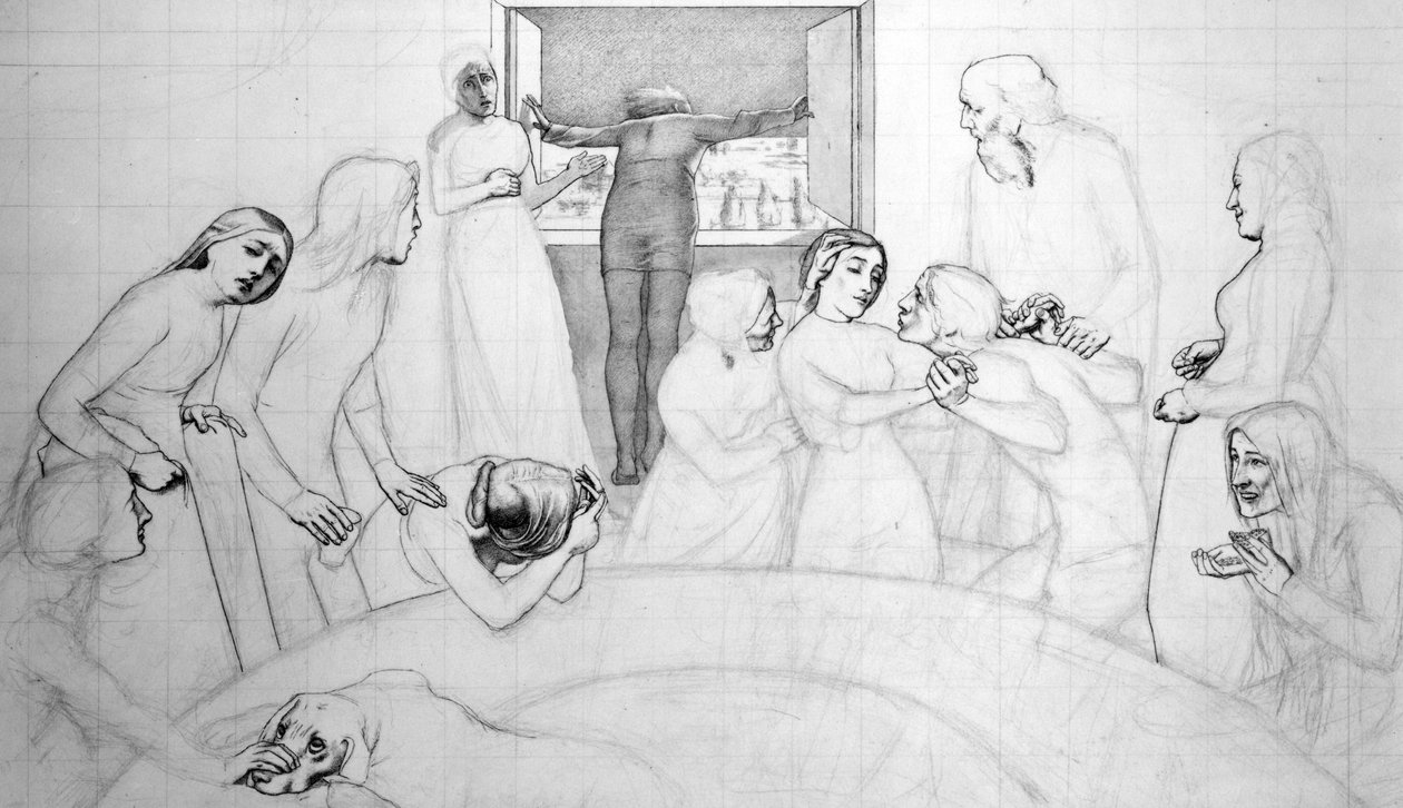 Az özönvíz előestéje, 1850 körül (ceruza, toll és tinta papíron) alkotó: John Everett Millais