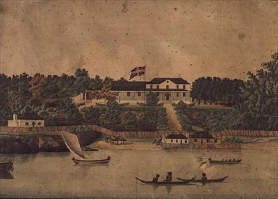First Government House, Sydney, 1807 körül (akvarell) alkotó: John Eyre