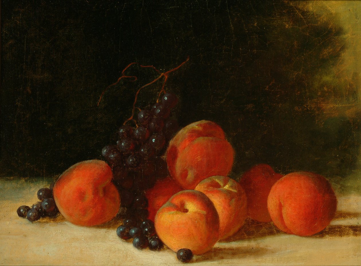 Csendélet szőlővel és őszibarackkal, 1845 körül (olaj, vászon) alkotó: John F. Francis