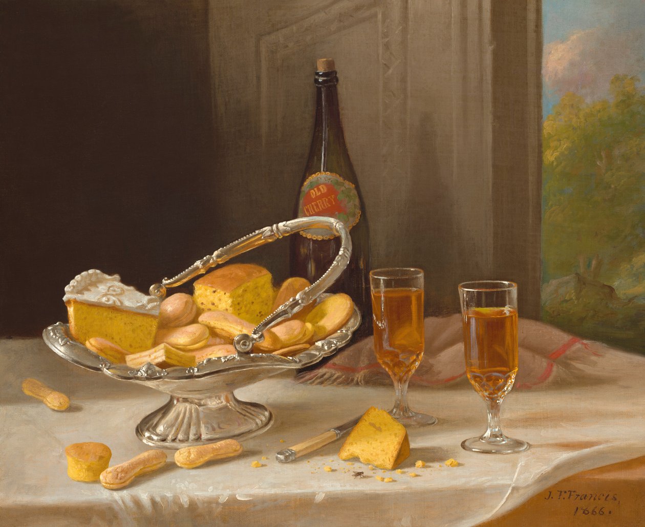 Csendélet ezüst tortakosárral alkotó: John F. Francis