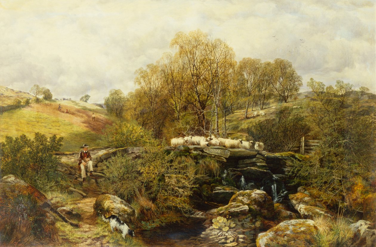A Pásztor és a juhai egy patak mellett alkotó: John F. Tennant