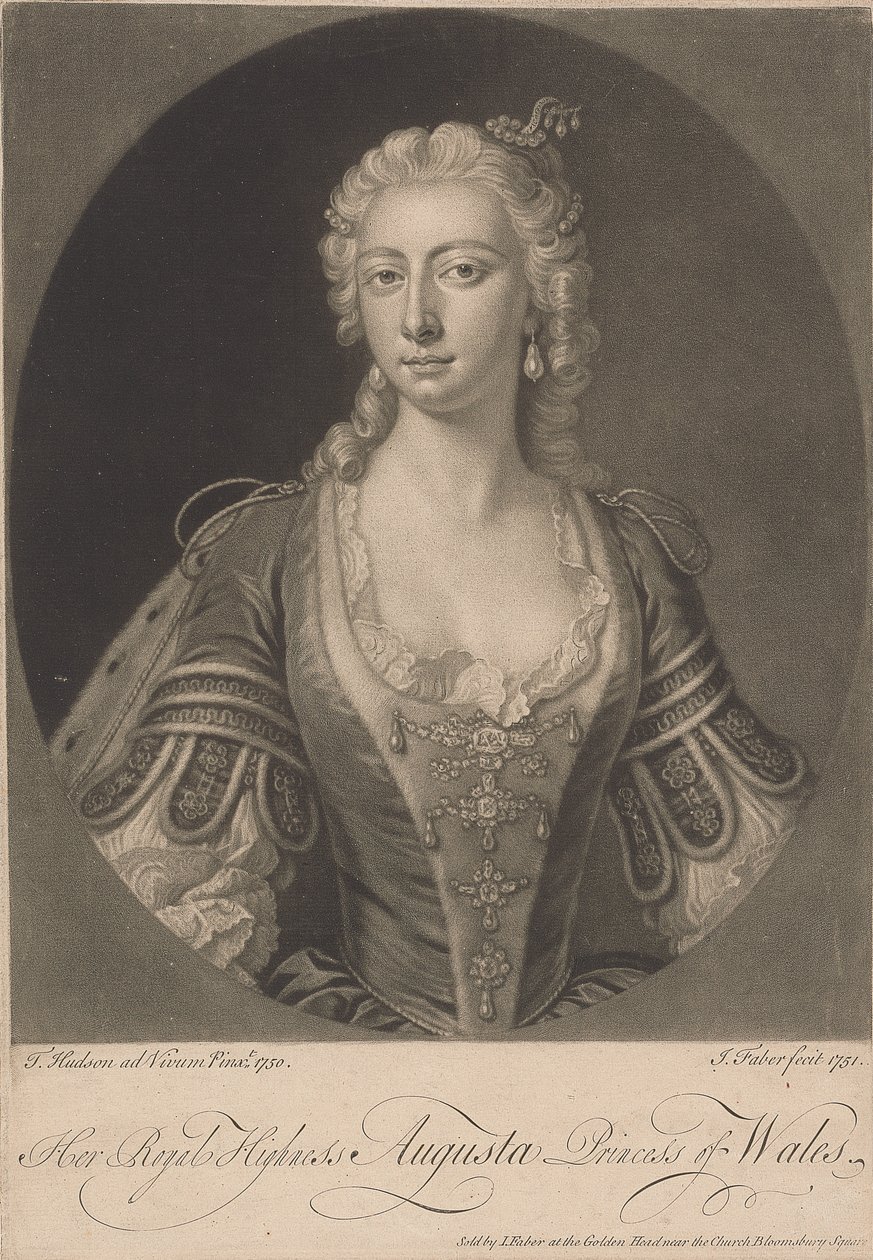 Ő Királyi Fensége Augusta walesi hercegnő, 1751 alkotó: John Faber the younger