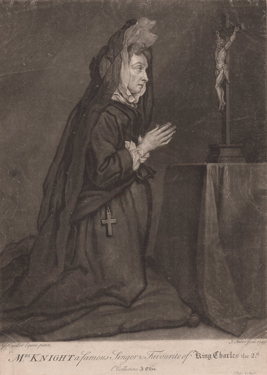 Mrs. Knight híres énekesnő és II. Károly király kedvence alkotó: John Faber the younger