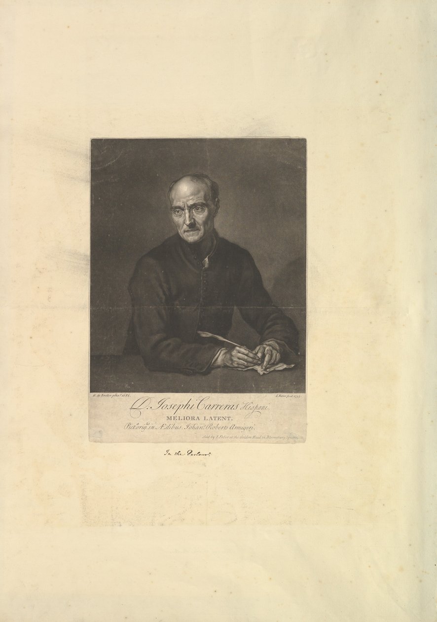 Joseph Carreras portréja, 1735. alkotó: John Faber the younger