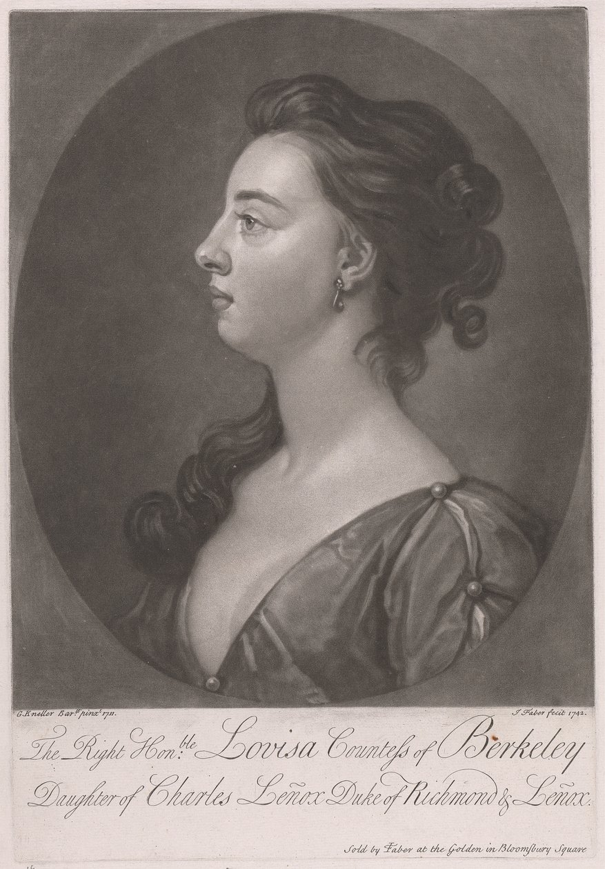 A helyes Louisa Berkeley grófnő, Charles Lenox Richmond és Lenox herceg lánya alkotó: John Faber the younger