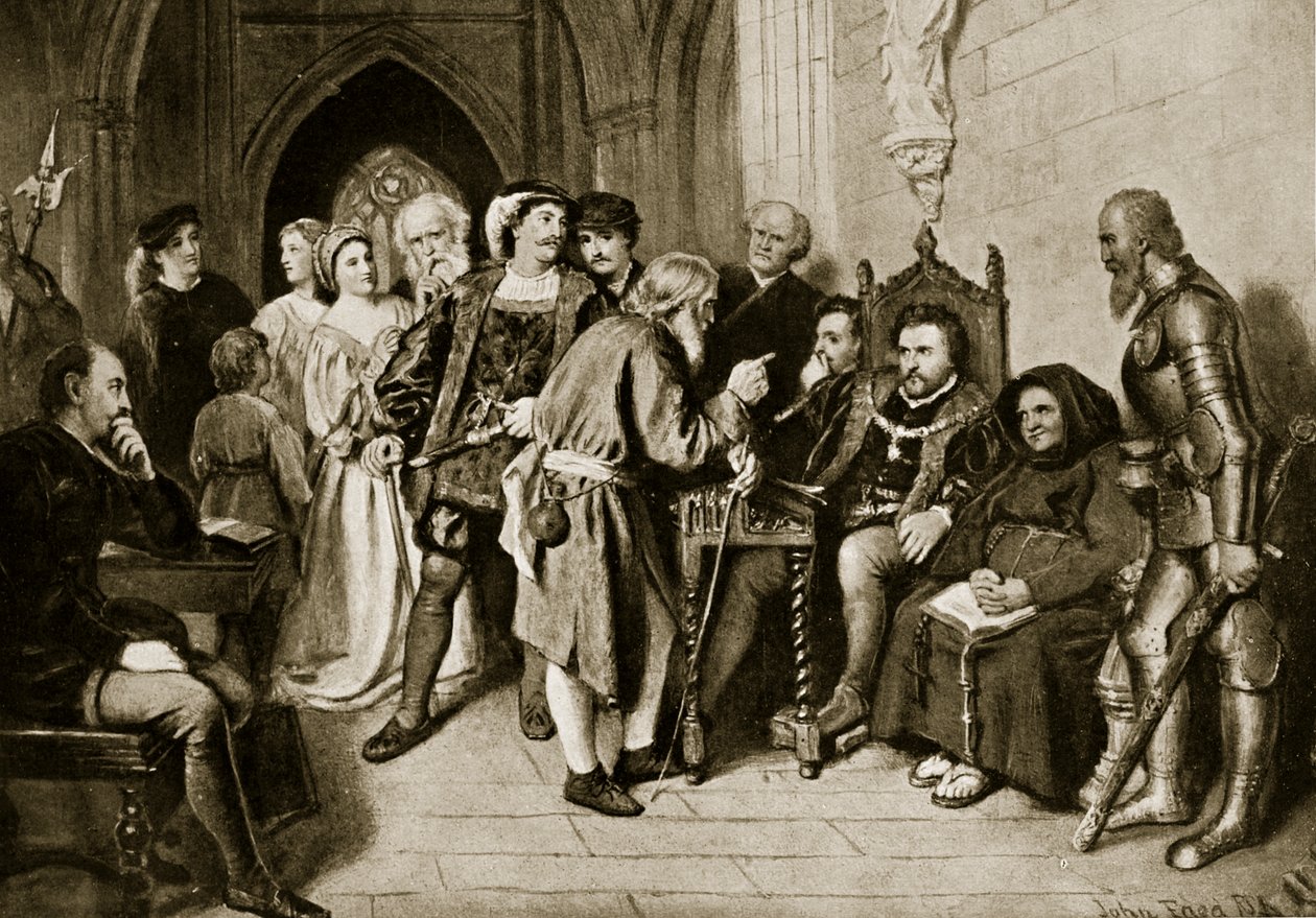 IV. James a tanácsban az 1513-as floddeni csata előtt, illusztráció a „Hutchinson