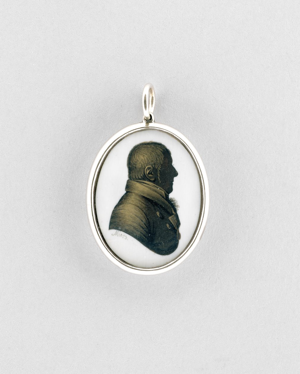 Medál sziluettel, 1795 körül (akvarell elefántcsonton, 9k rózsaszín arany, gyöngy, haj és üveg) alkotó: John Field