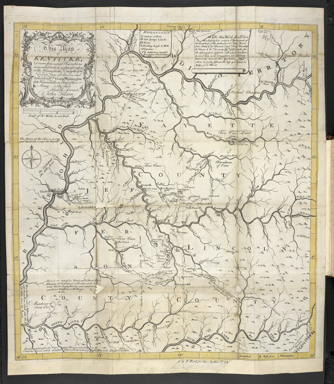 Kentucky térképe, The Discovery, Settlement és Kentucke jelenlegi állama alkotó: John Filson