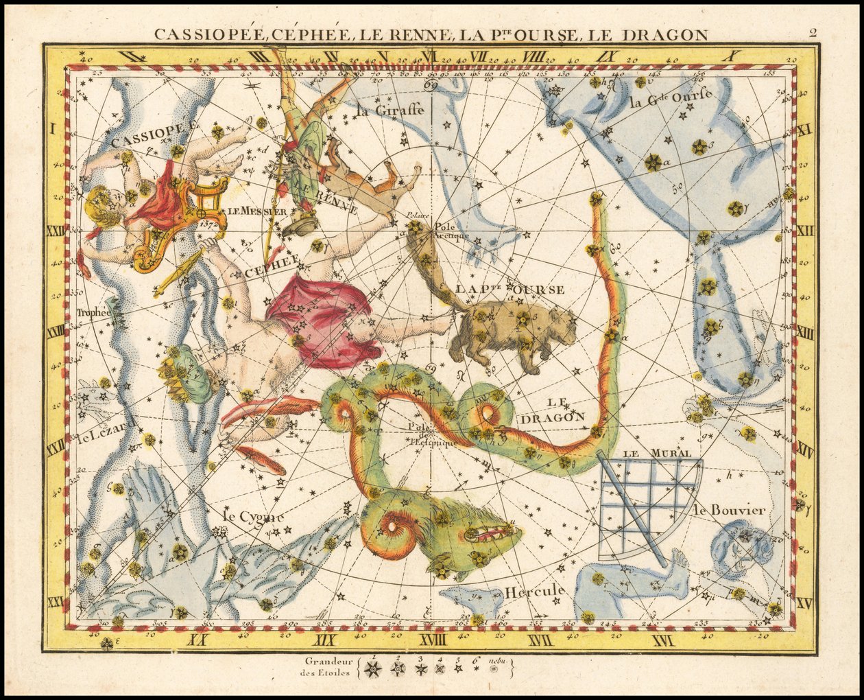 1776 - John Flamsteed - Cassiopee, Cehee, Le Renne, La Petite Ourse, Le Dragon (Cassiopea, Cepheus, Ursa Minor és Draco) alkotó: John Flamsteed