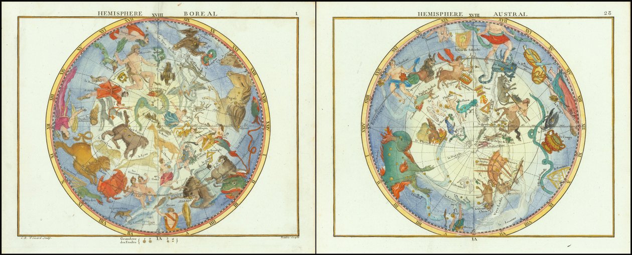 1776 - John Flamsteed - Hemisphere Austral et Hemisphere Boreal alkotó: John Flamsteed