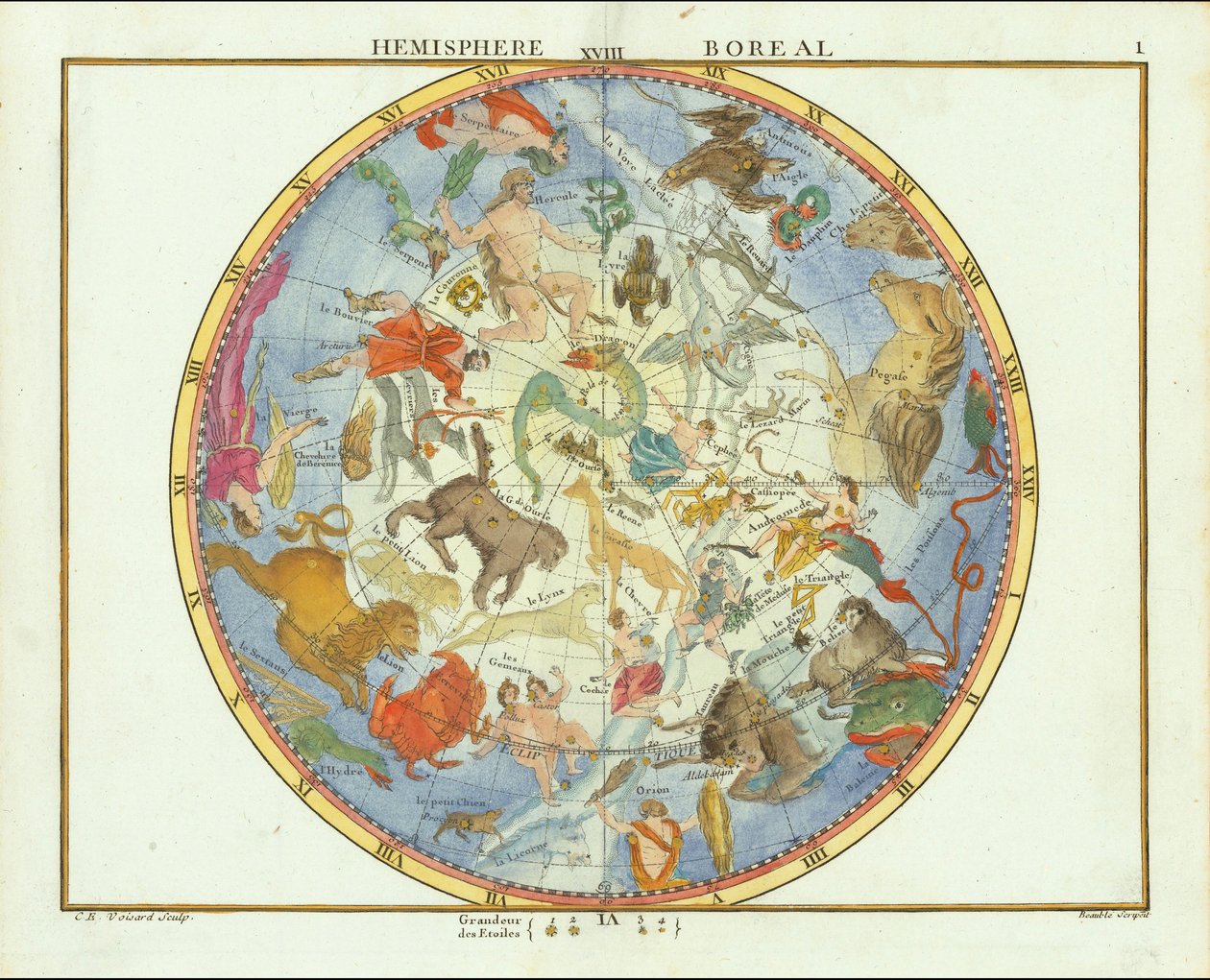 1776 - John Flamsteed - Hemisphere Boreal (vágott) alkotó: John Flamsteed