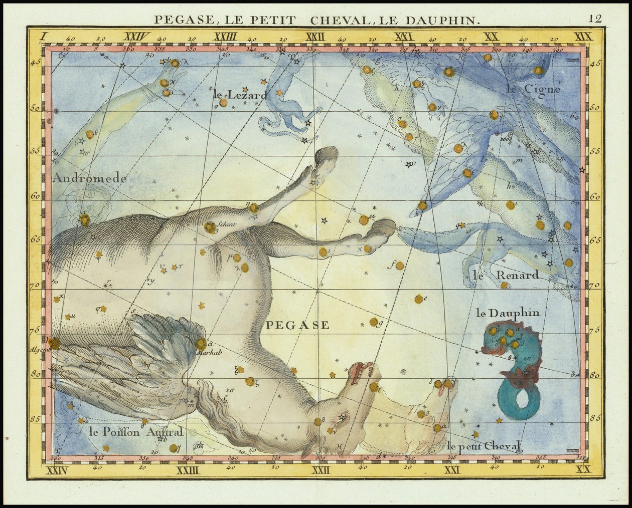 1776 - John Flamsteed - Pegase, Le Petit Cheval, Le Dauphin (Pegasus, Pisces és Equuleus) alkotó: John Flamsteed