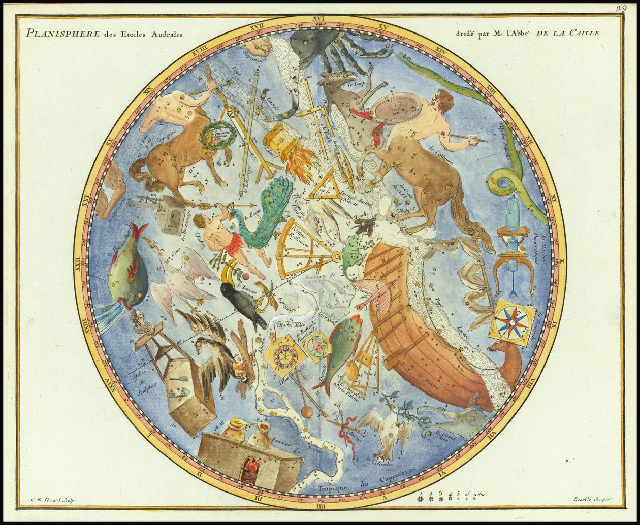 1776 - John Flamsteed - Planisphere des Etoiles Australes (Ausztrál tervrajz) alkotó: John Flamsteed