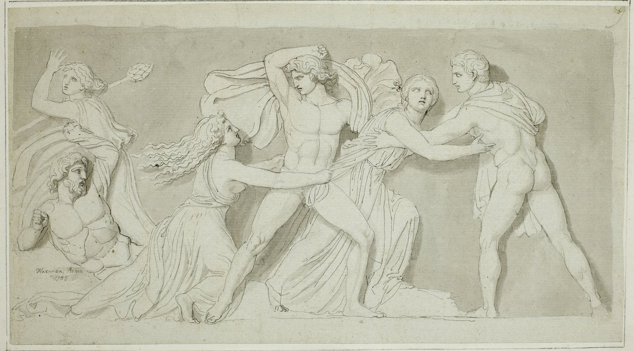Amphion és Zethus megmenti anyjukat, Antiopét Dirce és Lycus haragjától alkotó: John Flaxman