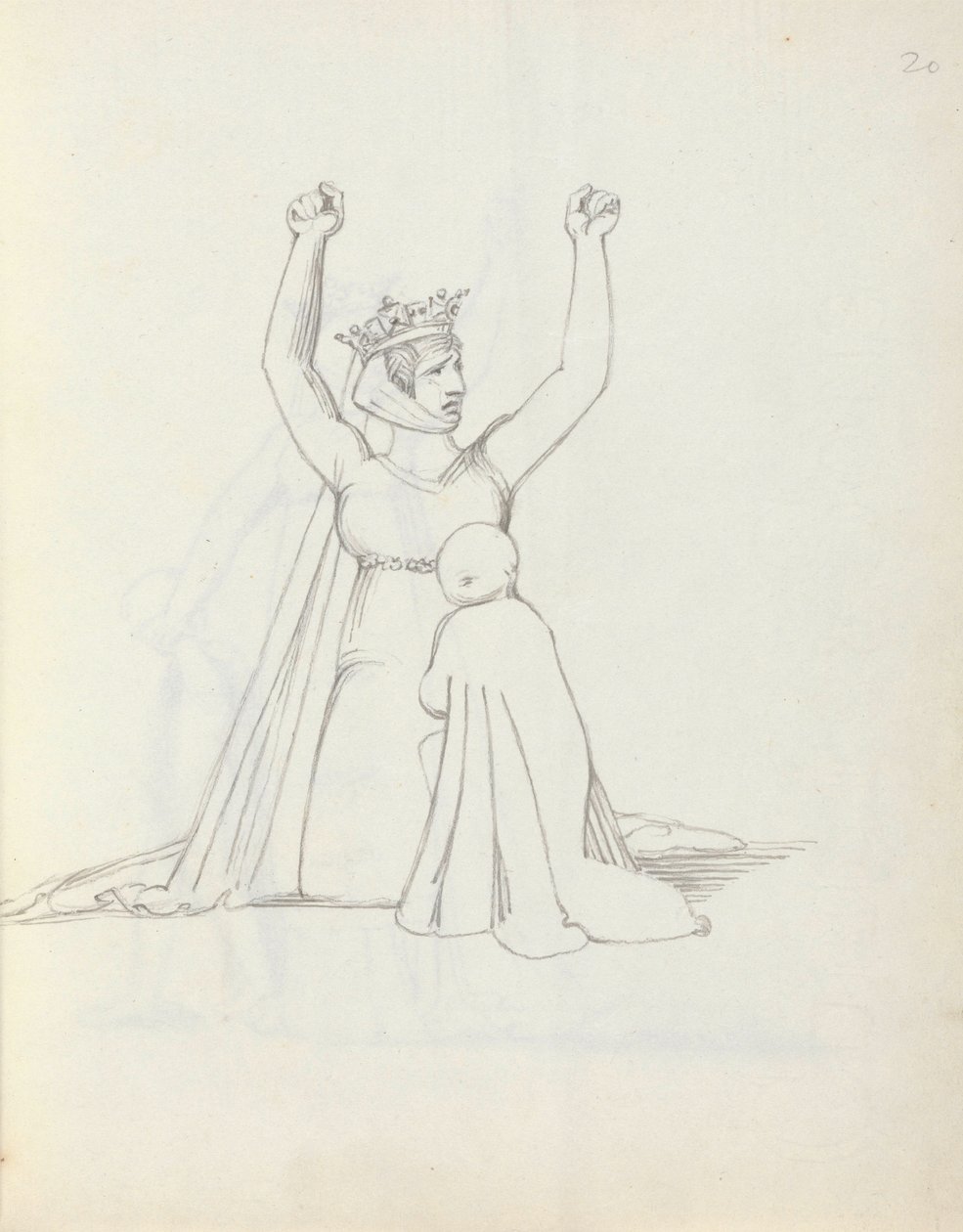 Mrs Siddons mint Constance, 1783 (toll, tinta és mosás papíron) alkotó: John Flaxman