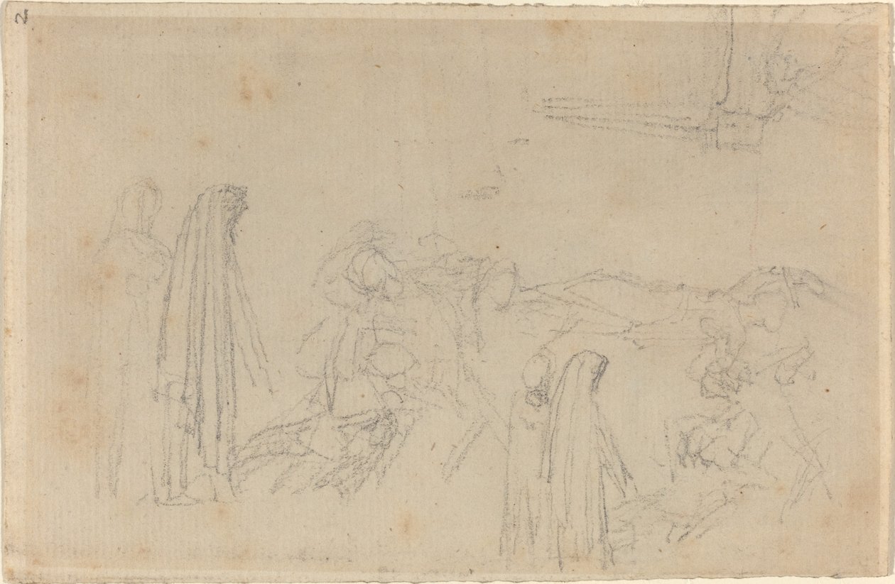 Vázlatok kapucnis figurával (Vergilius és Beatrice?) alkotó: John Flaxman