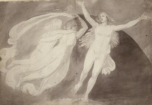 A lélek felemelkedése (ceruza, toll és tinta szürke mosással a papíron) alkotó: John Flaxman
