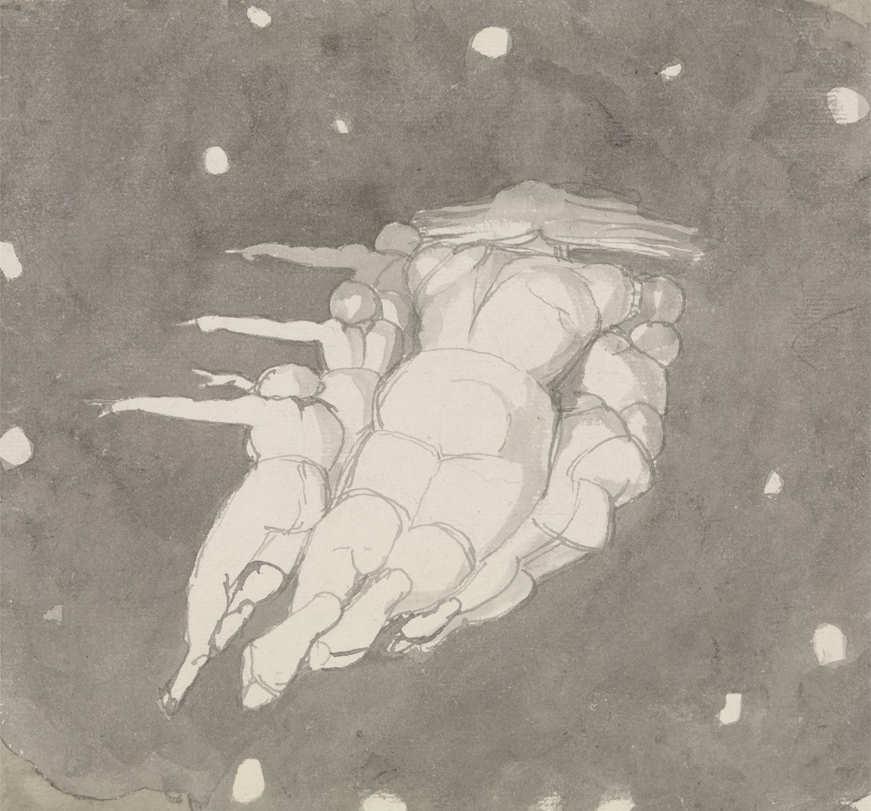 A mennyek teremtése, 1790 körül (toll és tinta mosással a papíron) alkotó: John Flaxman