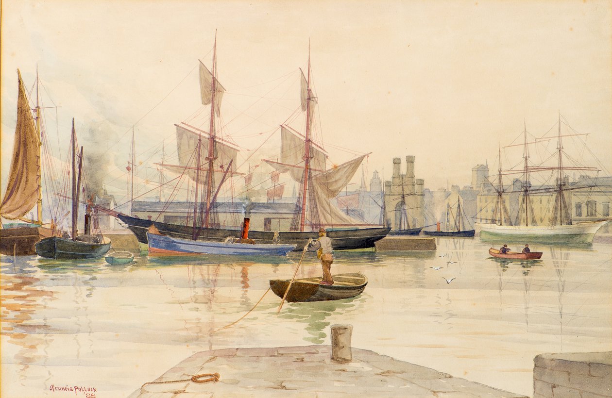 Dundee dokkok bálnavadász hajókkal alkotó: John Francis Pollock