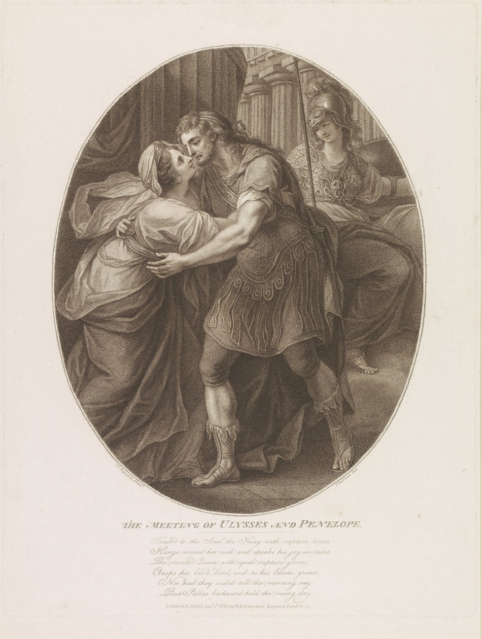 Ulysses és Penelope találkozása, Francesco Bartolozzi metszete alkotó: John Francis Rigaud