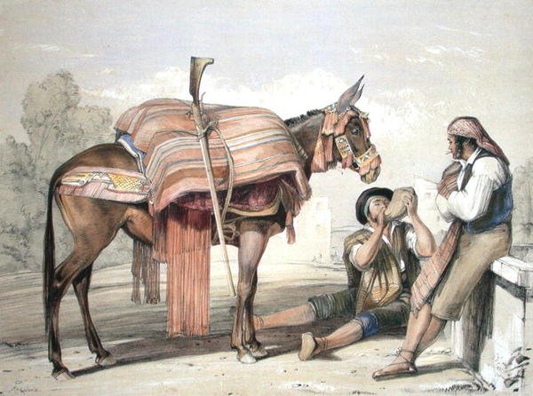 Vándorló parasztok öszvérrel, Andalúzia alkotó: John Frederick (after) Lewis