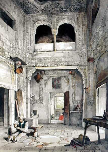 A csecsemők tornya (Torre de las Infantas), az Alhambra vázlataiból és rajzaiból, James Duffield Harding (1798-1863) metszete alkotó: John Frederick (after) Lewis