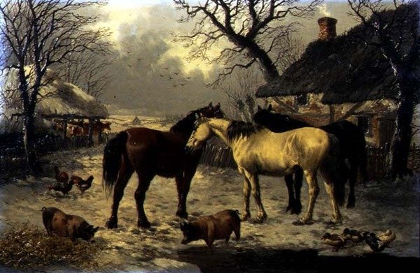 Egy téli tanyai jelenet alkotó: John Frederick Herring Jnr