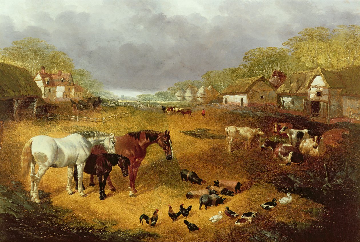 Tanyaudvar a 19. század tavaszán alkotó: John Frederick Herring Senior