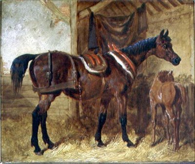 Egy öreg kanca és csikó egy istállóban alkotó: John Frederick Herring Senior