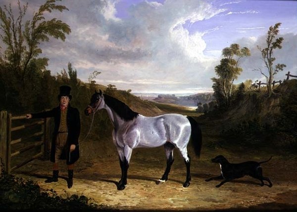Benjamin Smith vőlegénye, Leslie kedvenc vadászával, Avondale-lel egy tájban alkotó: John Frederick Herring Senior