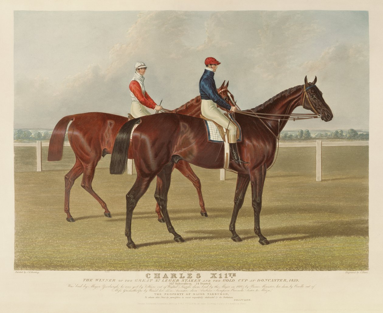„XII. Károly”, a Doncaster-i Nagy St. Leger-tövek győztese, 1839, vésette: Charles Hunt (1803-77), kocsma. S. und J. Fuller, 1839 (akvatinta) alkotó: John Frederick Herring Senior